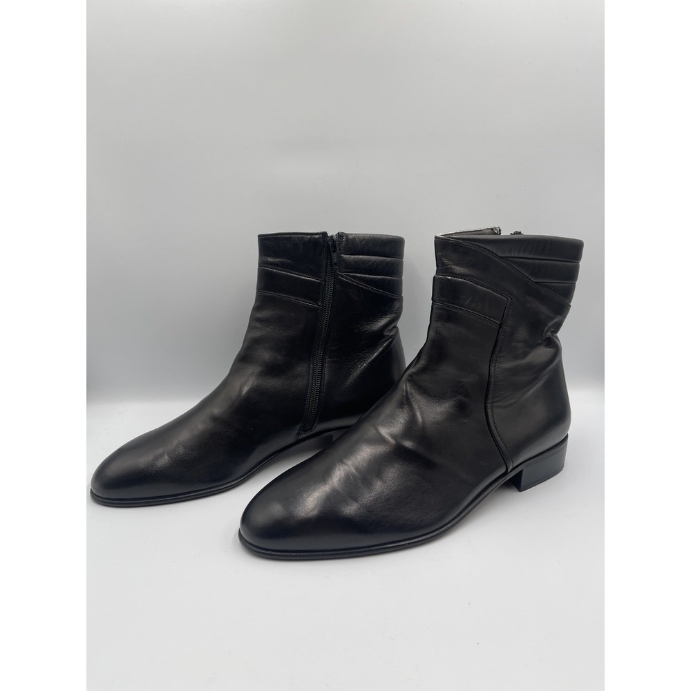 Vtg Florsheim Royal Imperial Black Leather Zip Ankle Boots Men 8.5 EEE Italy